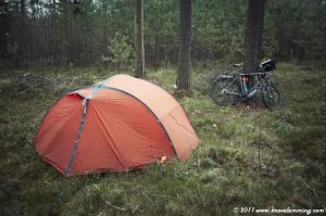 Cold and wet camping in the forest